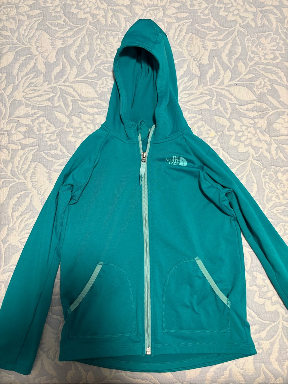 The North Face Girls' Teal Hooded Full-Zip Jacket